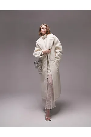 Topshop Cappotto in pile borg crema