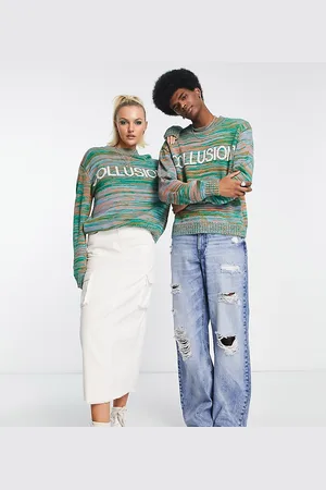 COLLUSION Unisex - Maglione lavorato mélange con logo
