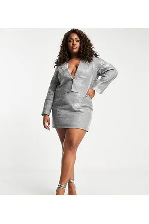 Pieces® Esclusiva Pieces Curve - Blazer corto con glitter color in coordinato