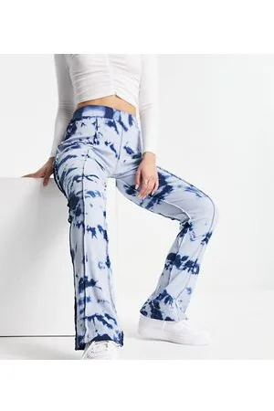 AsYou Joggers a zampa blu tie-dye con dettagli con cuciture