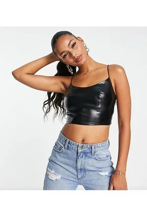 AsYou Top con spalline sottili in ecopelle PU, colore