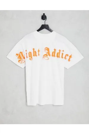 Night Addict T-shirt bianca con stampa con logo sul retro