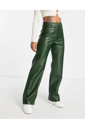 Cotton On Cotton On - Arlow - Pantaloni dritti verdi in pelle sintetica