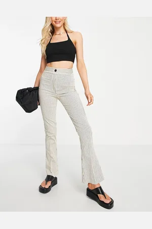 Topshop Pantaloni a zampa monocromatici a righe in coordinato