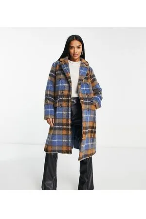 QED London Cappotto doppiopetto taglio lungo a quadri