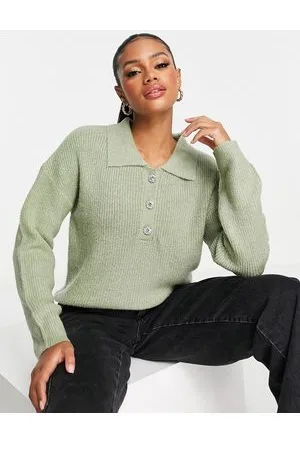 Brave Soul Yola - Maglione con colletto stile polo salvia