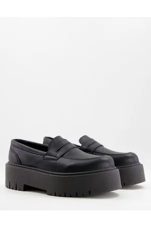 Topshop Mocassini in pelle sintetica nera