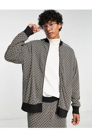 ASOS Giacca sportiva oversize jacquard con profili a contrasto in coordinato