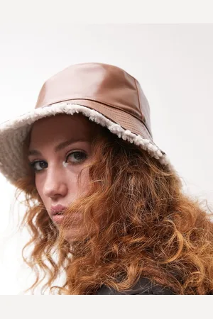Topshop Cappello da pescatore in similpelle PU color cioccolato