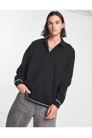 ASOS Polo oversize a maniche lunghe nera