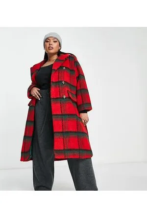 QED London Cappotto doppiopetto taglio lungo a quadri