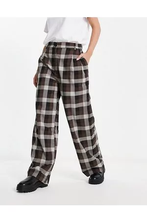Monki Pantaloni a fondo ampio a quadri in coordinato