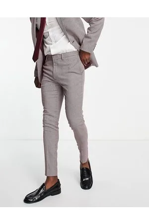 ASOS Wedding - Pantaloni da abito super skinny con trama effetto occhio di pernice color vino