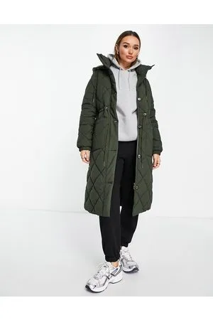 Barbour Sandyford - Piumino taglio lungo color kaki trapuntato