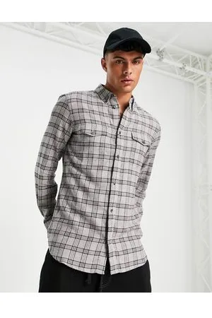French Connection Camicia di flanella a maniche lunghe con 2 tasche chiaro a quadri