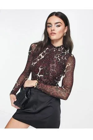 Whistles Top aderente accollato con stampa animalier
