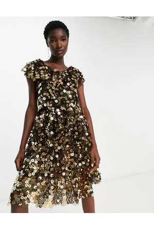 Y.A.S Vestito con fiori di paillettes color