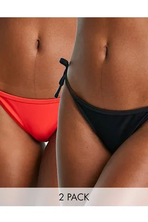 New Look Confezione da 2 slip bikini rossi con laccetti laterali
