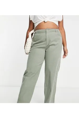 ASOS ASOS DESIGN Curve - Pantaloni dad extra larghi in velluto a coste salvia