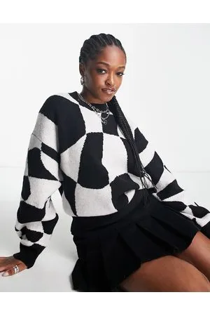 Weekday Aggie - Maglione jacquard nero e bianco