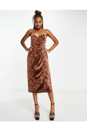 Monki Vestito sottoveste midi in velluto