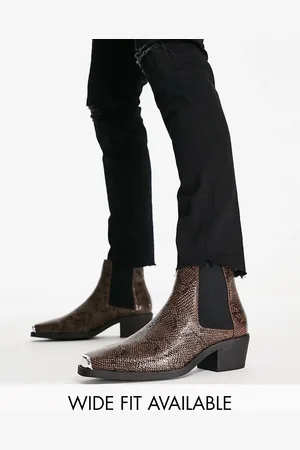 ASOS Stivaletti cubano con stampa effetto serpente e punta rivestita