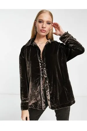 Free People Camicia oversize in velluto cioccolato