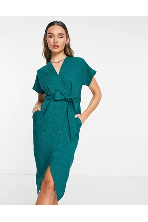 Closet Donna Vestiti estivi - Vestito avvolgente stile kimono smeraldo
