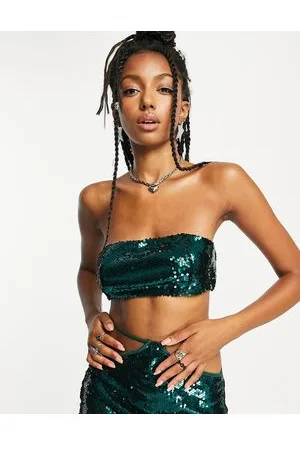 KYÒ The Brand - Crop top a fascia con paillettes parte di coordinato in 3 pezzi