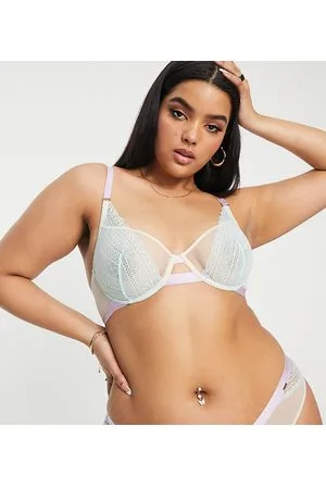 Dorina Curve - Ilaria - Reggiseno a balconcino non imbottito in pizzo e rete color block pastello