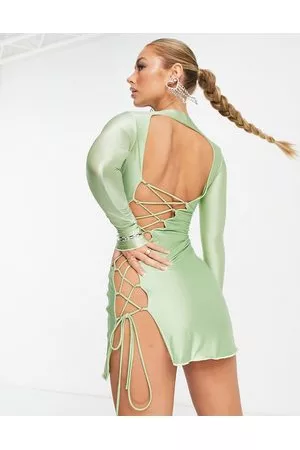 Naked Wardrobe Vestito corto chiaro con allacciatura sul retro