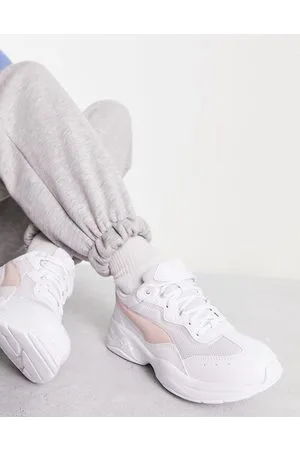 PUMA Cilia - Sneakers bianche e rosa con suola spessa - In esclusiva per ASOS