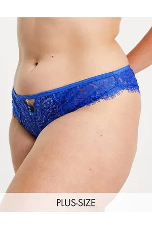 Ann Summers Curve - Fiercely - Brasiliana in pizzo ricamato e paillettes cobalto