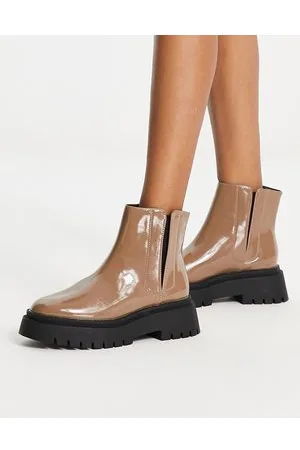 Schuh Axel - Stivaletti in vernice color talpa con suola spessa