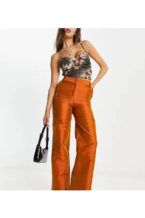 COLLUSION Pantaloni cargo dritti in taffeta ruggine iridescente