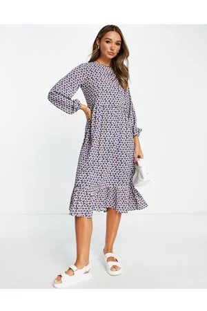Urban Threads Vestito grembiule midi a balze con stampa a fiori anni 