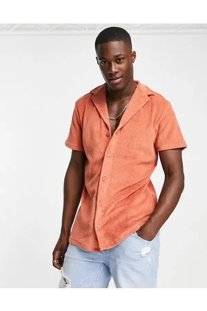 New Look Camicia a maniche corte in spugna bruciato con colletto a rever