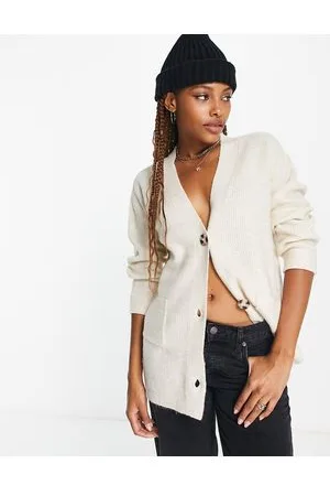 New Look Cardigan boyfriend in maglia color avena