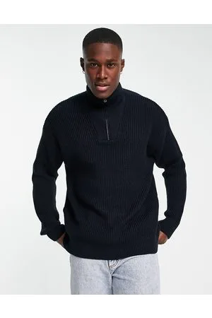New Look Maglione a coste inglesi con collo a imbuto e zip corta