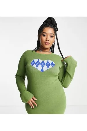 Daisy Street Vestito corto in maglia con maniche svasate e grafica a cuore