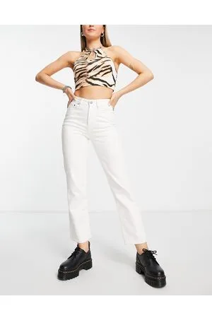 Bolongaro Montana - Jeans dritti color crema a vita alta