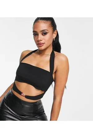 AsYou Crop top allacciato al collo con cut-out e finiture con moschettone in coordinato