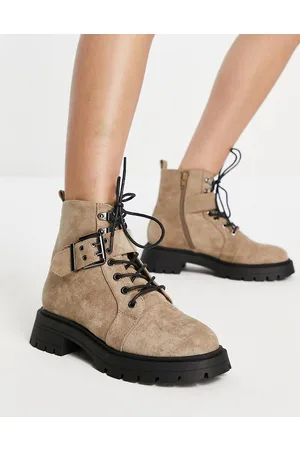 ASOS April - Scarponcini da trekking stringati color tortora