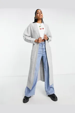 Miss Selfridge Cardigan taglio lungo chiaro con cintura