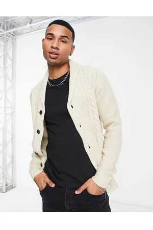 JACK & JONES Cardigan in maglia a trecce avena