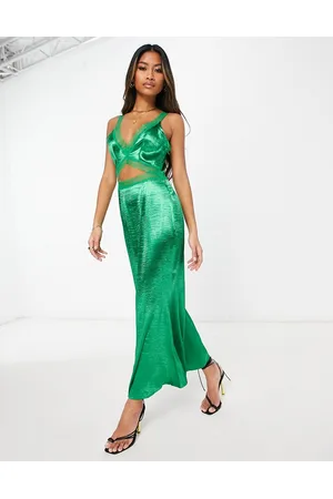 Never Fully Dressed Vestito sottoveste con gonna al polpaccio smeraldo con cut-out e dettagli in pizzo