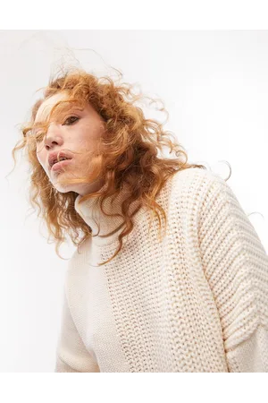 Topshop Maglione lavorato con collo alto color crema