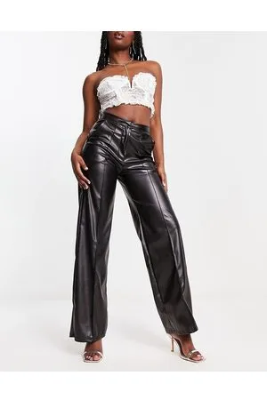 ASOS Pantaloni a fondo ampio in pelle sintetica neri