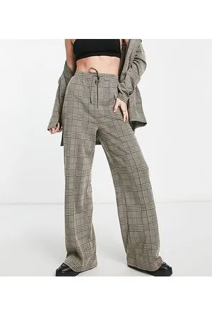 ASOS ASOS DESIGN Tall - Pantaloni con fondo ampio extra larghi in jersey color salvia a quadri