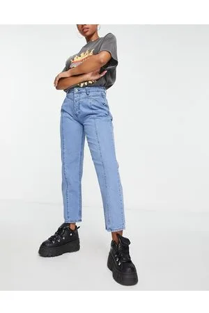 Bolongaro Madonna - Jeans a vita alta con cuciture frontali, clore medio slavato